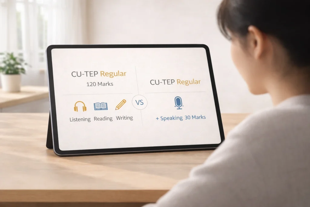ข้อสอบ CU-TEP มีอะไรบ้าง? เจาะลึกความต่างระหว่างสอบ 3 ทักษะ vs 4 ทักษะ (อัปเดตล่าสุด)