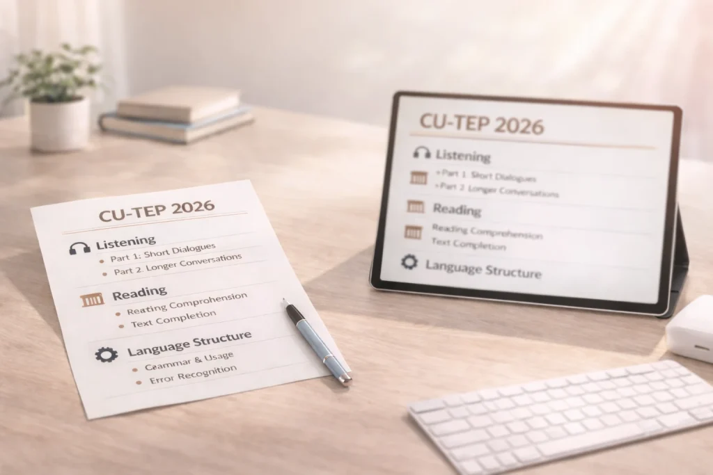 CU-TEP คืออะไร? สรุปข้อมูลสอบปี 2026 รู้จักโครงสร้างข้อสอบครบทุกทักษะ จบใน 5 นาที