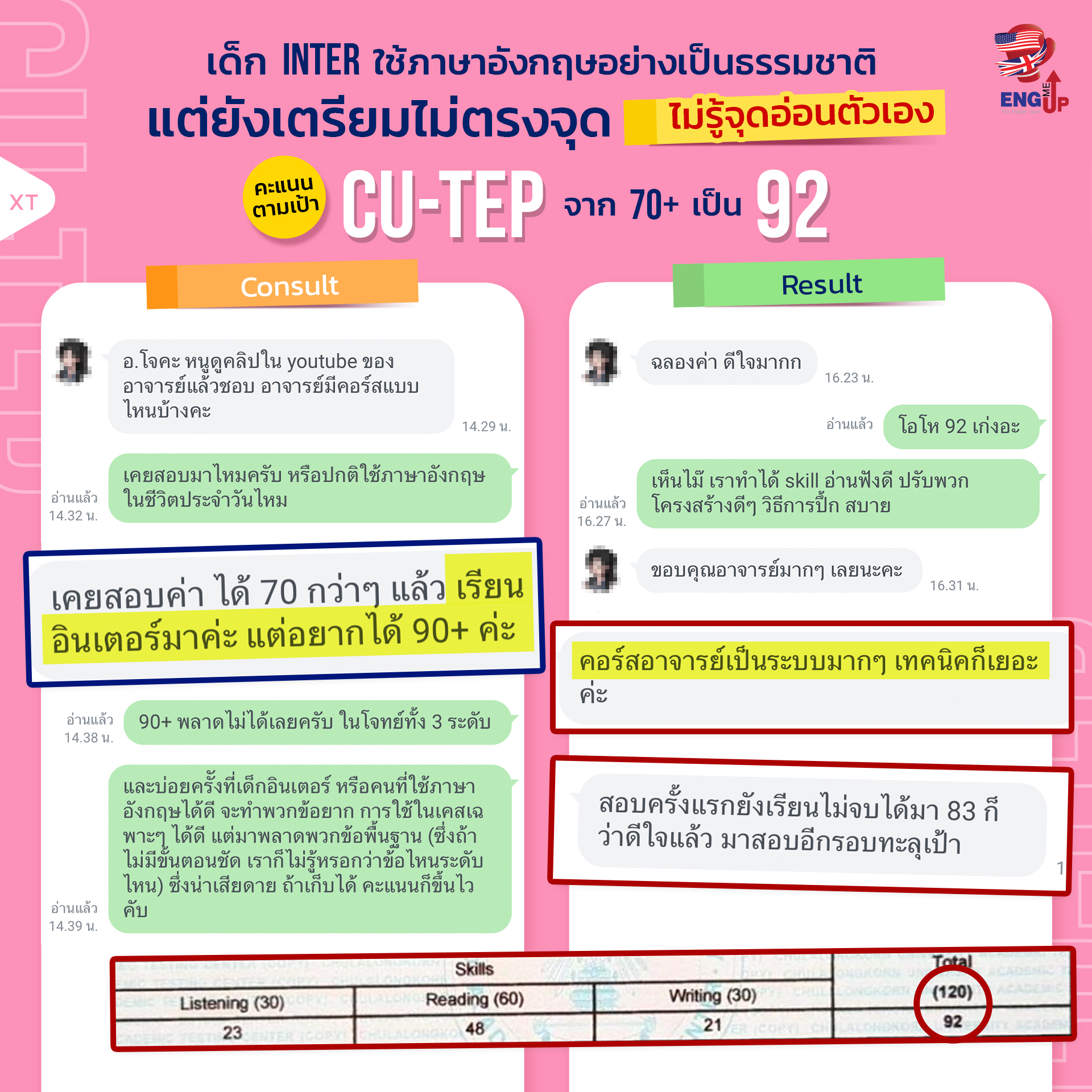 รีวิวสอบ CU-TEP 92
